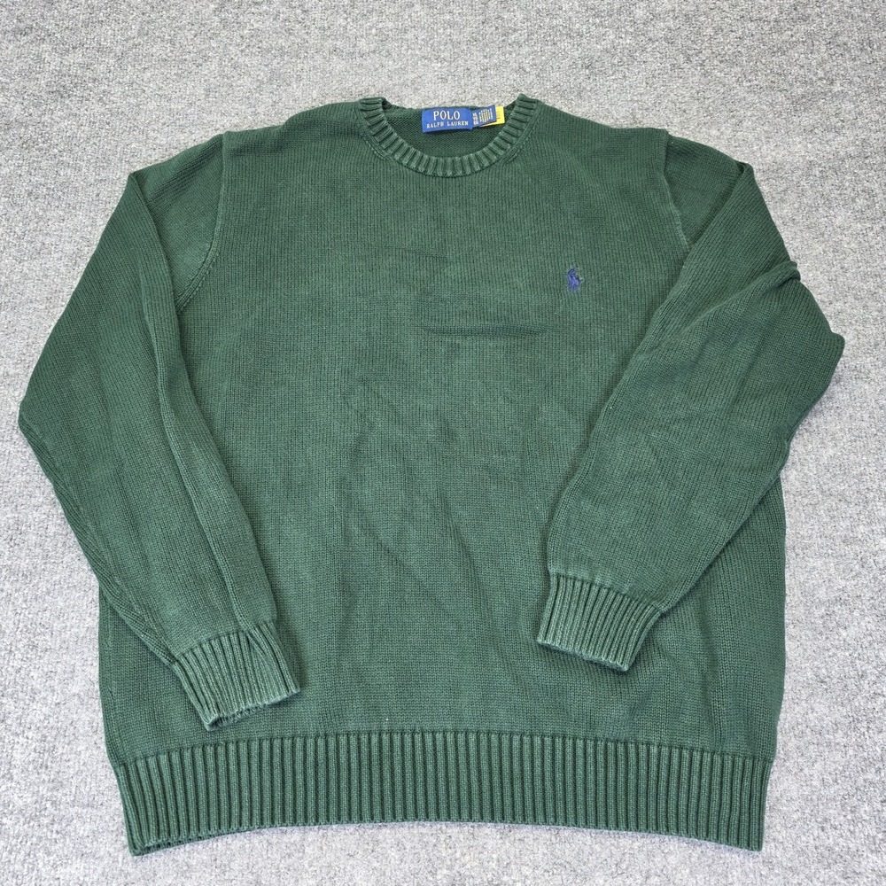 Polo Ralph Lauren Pullover Knit Sweater Size -XL‎ Green Blue Pony